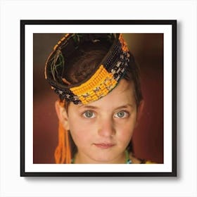 Beautiful Green eyed kalash girl  Art Print