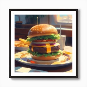 Burger On A Plate 69 Art Print