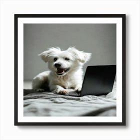 Dog On A Laptop2 Art Print