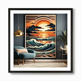 Sunset Ocean Waves Art Print