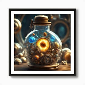 Solar system trapped in a bottle Art Print