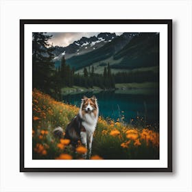 Dog In The Mountains Art Print