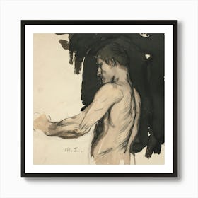 Study, Half Length Figure Of A Naked Man By Magnus Enckell Art Print