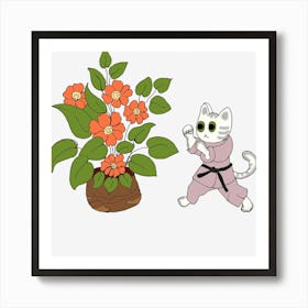 Karate Cat Art Print