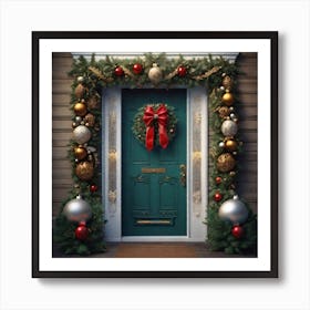 Christmas Decoration On Home Door Trending On Artstation Sharp Focus Studio Photo Intricate Deta (1) Art Print
