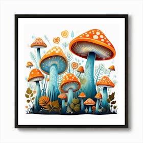 Mushrooms In The Forest 59 Art Print