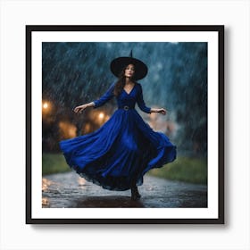 Witch In The Rain Art Print