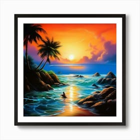 Sunset At The Beach 7 Art Print
