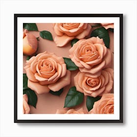 Peach Roses 7 Art Print