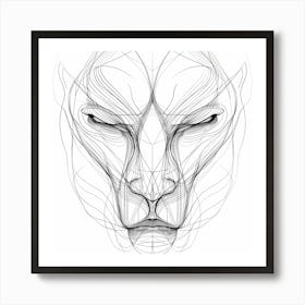 Mixll A Simple Line Drawing Of An Abstract Animal Face Thick Art Print