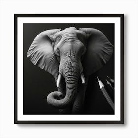 Pencil Drawing Of An Elephant Art Print