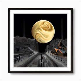 Moon Over The City Art Print