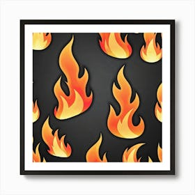 Flames On Black Background Art Print