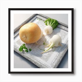 Frame Created From Daikon On Edges And Nothing In Middle Ultra Hd Realistic Vivid Colors Highly (7) Art Print