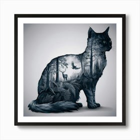 Cat In The Forest Art Print