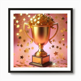 Golden Trophy With Stars Art Print