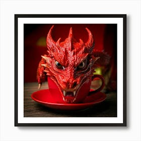 Firefly Angry, Red, Dragon, Glaring, Camera, Cup, Coffee, Fierce, Mythical, Creature, Intense, Fanta (1) Art Print