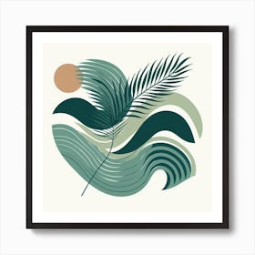 Scandinavian style, Green waves of palm leaf 2 Art Print