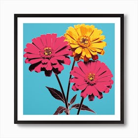 Andy Warhol Style Pop Art Flowers Zinnia 3 Square Art Print