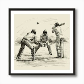 Cricket Players Playing A Game Of Cricket Art Print