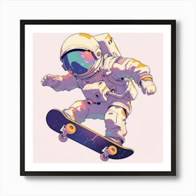 Astronaut Skateboarding 6 Art Print