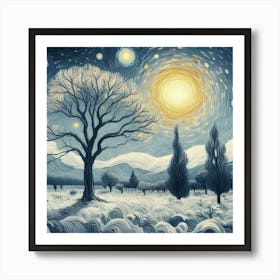 Starry Night at Winter Art Print