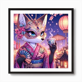 Fox In Kimono 2 Art Print