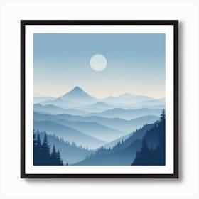 Misty mountains background in blue tone 14 Art Print