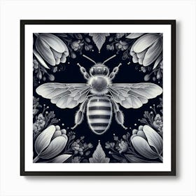 Bee And Flowers 10 Art Print