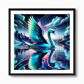 Colorful Swan Art Print