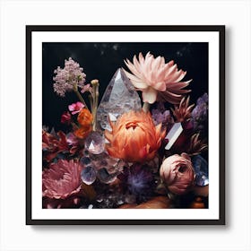 Flowers and Crystals 7 Art Print