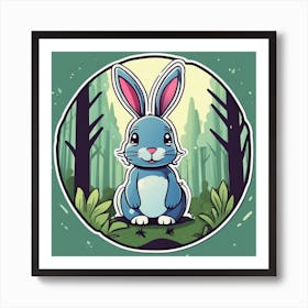 Bunny In Forest Sticker 2d Cute Fantasy Dreamy Vector Illustration 2d Flat Centered By Tim B (3) Art Print