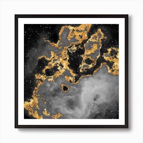 100 Nebulas in Space with Stars Abstract in Black and Gold n.085 Art Print