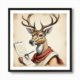 Deer With A Pen Art Print