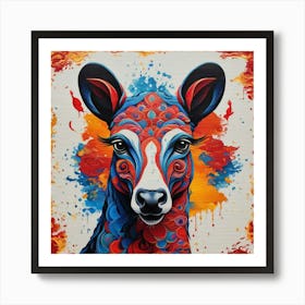 Deer  Vibrant Colors Wall Art Art Print