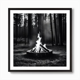 Fire Pit In The Forest Art Print