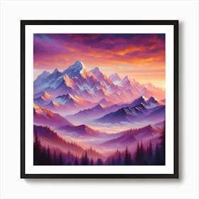 Sunset Over The Mountains Art Print