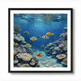 Aquatic Symphony: A Colorful Reef Clown Fish Art Print