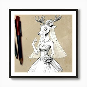 Deer Bride 1 Art Print