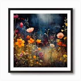 Wildflowers At Night 1 Art Print