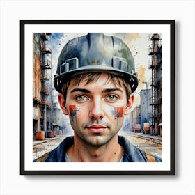 Portrait Of A Construction Worker Art Print