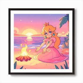 Peach Come Sit Art Print