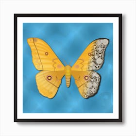 Mechanical Butterfly The Nudaurelia Dione On A Blue Background Art Print