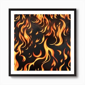 Flames On Black Background 63 Art Print