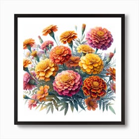 African Marigold flowers 5 Art Print