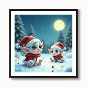 Christmas Elves 3 Art Print