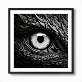 Firefly Piercing Eye Of A Black Dragon In Monochrome 43038 Art Print