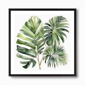 Green fan of palm leaves 7 Art Print