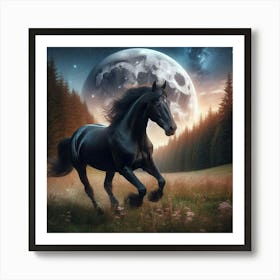 Horse in the moon Art Print