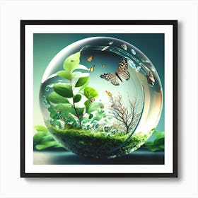 Butterflies In A Glass Ball Art Print